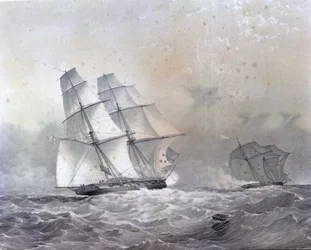 HMS Acorn brigantine på 16 kanoner som jager Negrier Gabriel