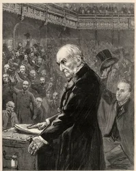 Underhuset, 13. februar 1893: tale av William Ewart Gladstone (gravering)