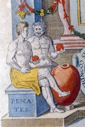 Penatene. (hjemlige guder som beskytter byen eller hjemmet).