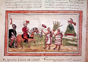 Erobringen av Mexico av den spanske conquistadoren Hernando Cortes (Hernan eller Fernando Cortes eller Cortez