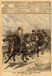 Den doble alliansen mellom Russland av Alexander III (1815-1894) og Frankrike. Gravering i "" Le petit journal"" 16/10/1893. Selvas samling.