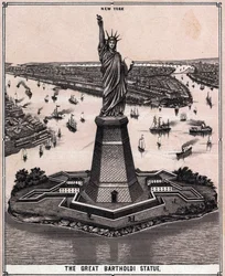 Den store Bartholdi-statuen i New York, USA i "Verden illustrerer 168 visninger"" Udatert (slutten av 1800-tallet)
