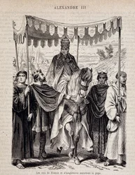 Kongene av Frankrike Ludvig VII den unge (1120 - 1180) og England eskorterer pave Alexander III - i "Histoire des popes"", n.d.