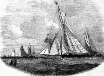 Regattaene til Cowes i 1851 - gravering, Bibl. des Arts deco.