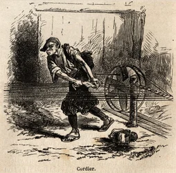 Taumakeren. Gravering for å illustrere reisen til Japan i 1863-1864, av Aime Humbert, minister for det sveitsiske konføderasjonen, i "Le tour du monde, nouveau journal des voyages", utgitt under ledelse av Edouard Charton