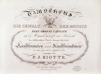 Tittelside til musikalsk partitur av Timotheus av GF Handel (1812)