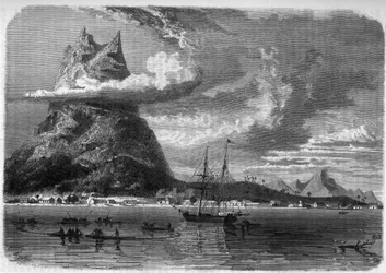 View of Bora Bora (Bora-Bora) in Polynesia at the end of the 19th century in “The Journal of Youth” of 1888.