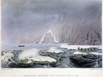 Utsikt over Cape Barrow - i "" Fortelling om en reise til kysten av Polarhavet i årene 1819-1821", av John Franklin, red. London