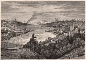 Utsikt over Konstantinopel, nå Istanbul, og Det gylne horn i løpet av XIX århundre