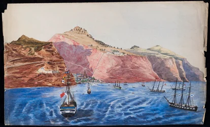 Utsikt over Jamestown, St. Helena, ca. 1850 (wc på papir)