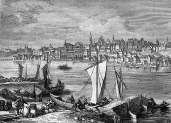 View of Warsaw city in Poland in 1812.
