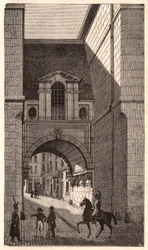 Utsikt over en renessansebygning fra Henry IIs periode i Nazareth Street i Paris, Frankrike