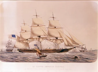 Utsikt over American Clipper Electric. Litografi fra 1854