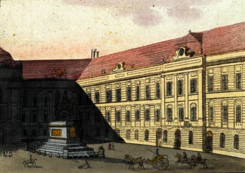 Utsikt over Josephplatz (Joseph platz) i Wien, Østerrike Gravering fra 1820