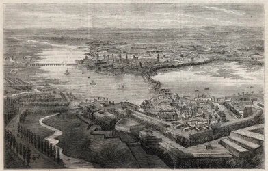 Utsikt over byen Mantua (Mantova, Mantua) på 1800-tallet