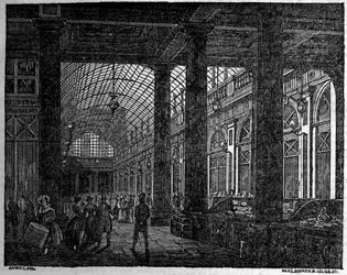 View of the gallery of Orleans at the Palais Royal de Paris in 1835.