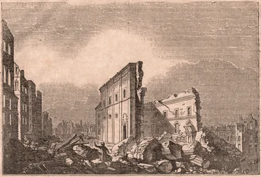 Utsikt over ruinene av St Paul, etter jordskjelvet i 1755, Lisboa, Portugal