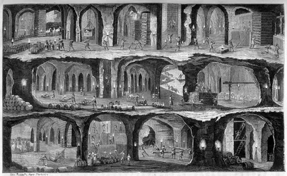 Utsikt over underjordiske arbeider i saltgruvene i Wieliczka, Galicia. I "" Les wonders de l