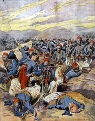 Krig 1914–1918: Afrikanske ryttere fra den franske kolonihæren i sanddynene i Flandern. 1914.