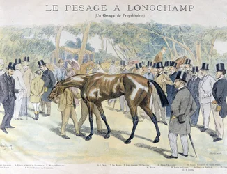Veiing hos Longchamp og en gruppe hesteeiere
