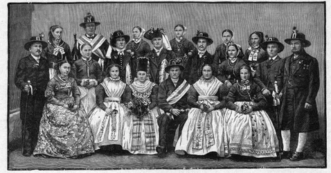 Wendisk bryllupsfest (Wends) - gravering 1897 - Wendes (slaviske mennesker som bor i Øst-Tyskland)