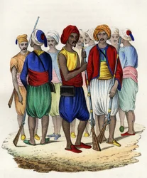 Zouaves, indigenous tirailleurs of the French army of Africa, trained in 1830. In “” Storia d