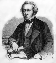 portrait of Richard Cobden. British economist and politician (1804 to 1865). Engraving from 1866.