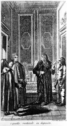 arrestasjonen av libertineren Giacomo Casanova (1725-1798) eventyrer og italiensk forfatter. Gravering av 1800-tallet