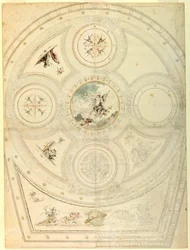 Tegning, takdekorasjon, Teatro Valle, Roma, 1821