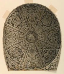 Tegning, Takdesign: Dekorasjon for teater, ca. 1790