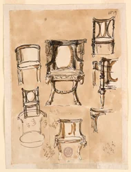 Tegning, stoler, 1780–1790