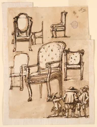 Tegning, stoler, 1780–1790