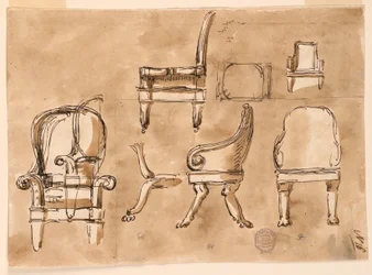 Tegning, stoler, 1780–90