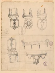 Tegning, stoler og arkitektoniske skisser, 1785–1795