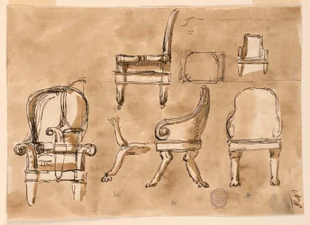 Tegning, stoler, ca. 1800