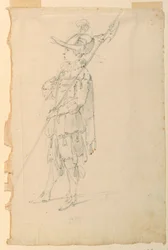 Tegning, kostymedesign: En hellebardier til en ballett, ca. 1720
