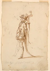 Tegning, kostymedesign: En side til en ballett, ca. 1720