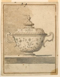 Tegning, Dekket keramisk fat, 1750–90