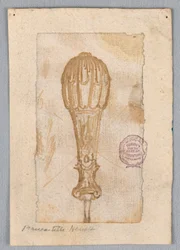 Tegning, design av et håndtak, 1600- og 1800-tallet
