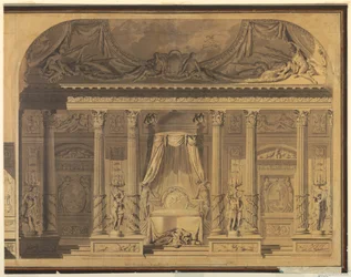 Tegning, design for et soverom, Hotel de Mailly-Nesle, Paris, 1770–80