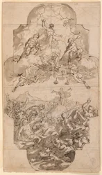 Tegning, design for et tak i en kirke, 1700–1750