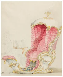 Tegning, design for en sjeselong, ca. 1810
