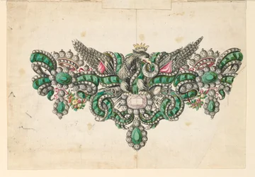 Tegning, design for en brosje, 1740–50