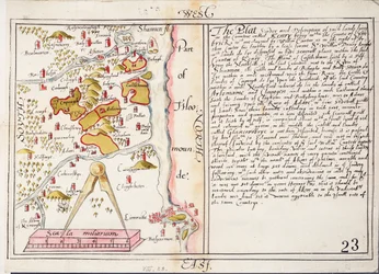 Kart over fylket Limerick, Irland, fra 1500-tallet, ca. 1588 (papir, lin)