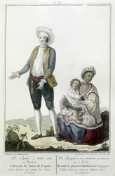 En spansk og en indianer føder en Métis - gravering