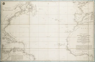 Et generelt kart over Atlanterhavet nord for ekvator