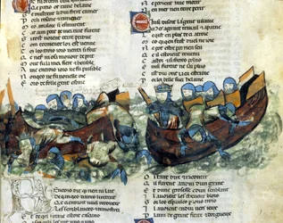 Et sjøslag. 1200-talls miniatyr