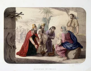 Tilbedelse av magiene (ofre til Kristus, Jomfru Maria og Josef)
