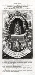 Tilbedelse av Jomfru Maria. (gravering, ca. 1850)