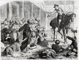 Alphonse (Alfonso Gieronimo) av Ornano 1548-1610 under pesten i Bordeaux 1604 - gravering av 1860